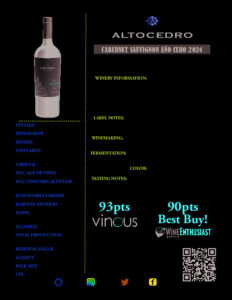 Icon of Tech AltocedroCabSauvAnoCero 2024