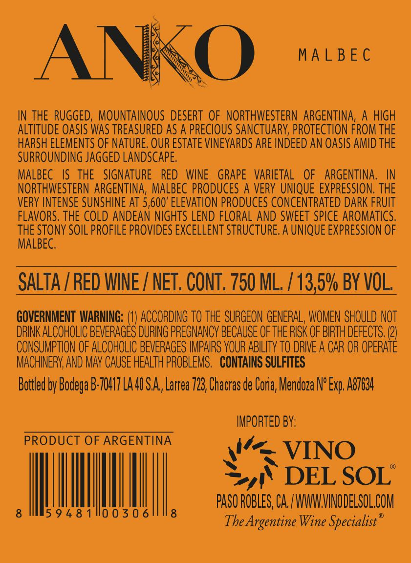 Malbec Back Label