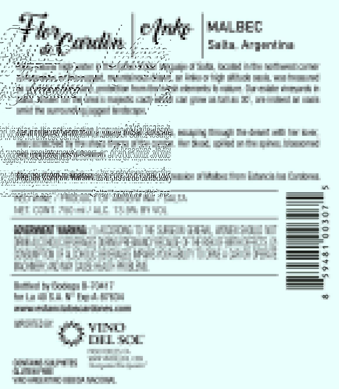 Malbec Flor De Cardon Label Back