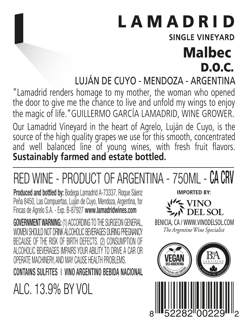 Malbec Back Label