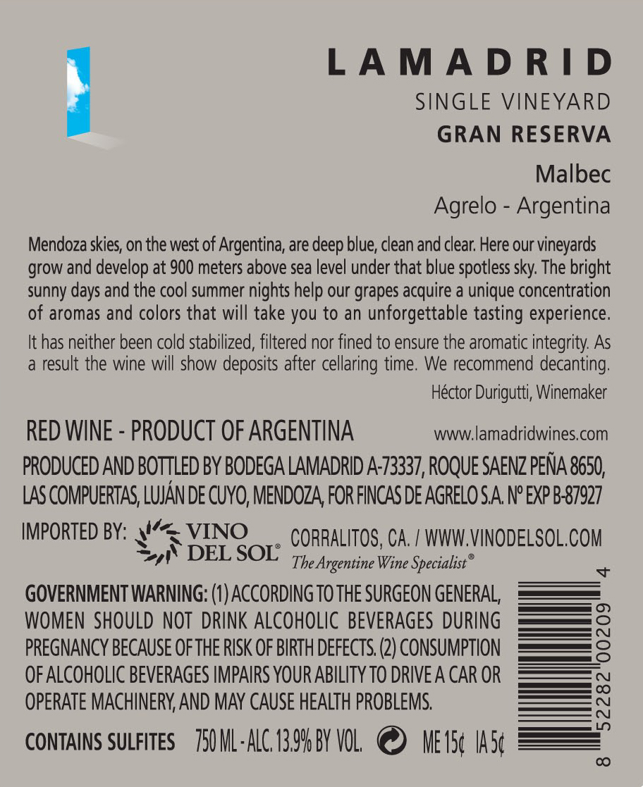 Malbec Gran Reserva Back Label