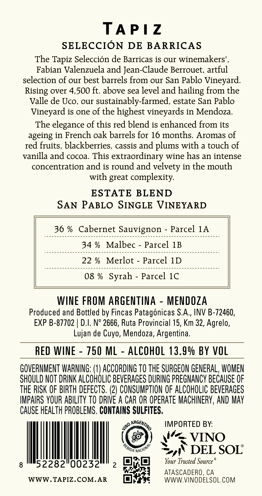 Selección De Barricas Back Label