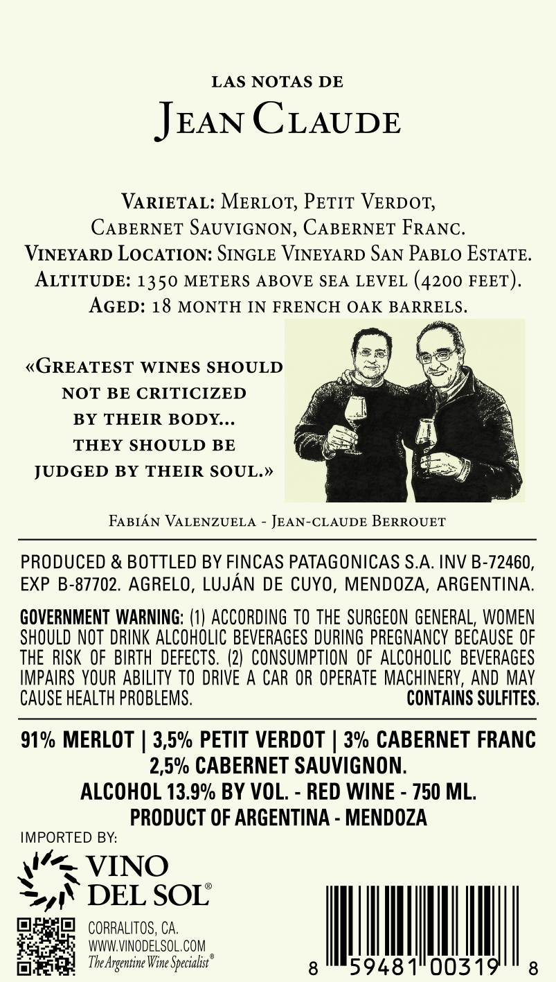 Las Notas De Jean Claude Back Label