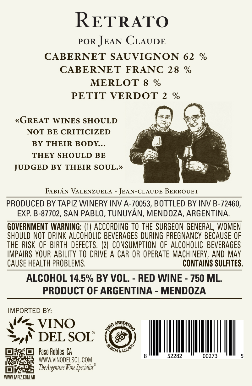 Retrato Por Jean Claude Back Label