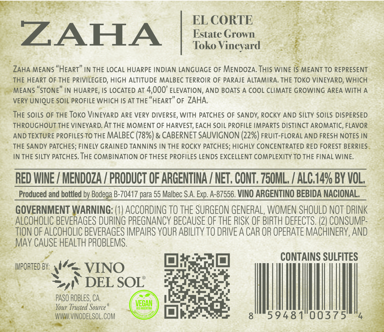 El Corte Back Label
