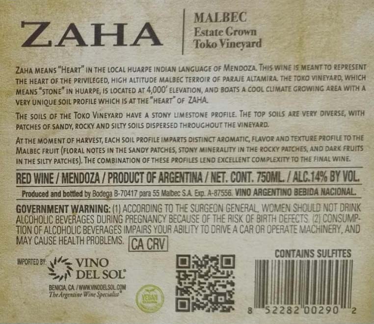 Zaha Malbec 2022 CRV