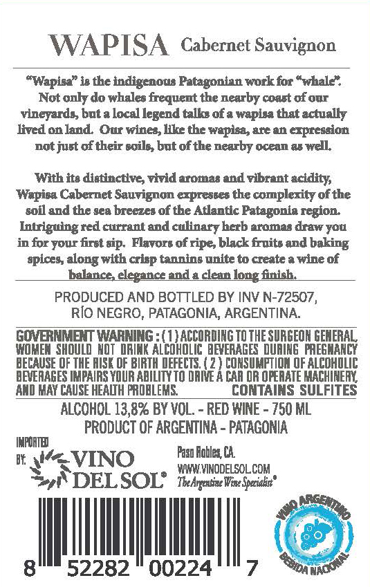 Cabernet Sauvignon Back Label
