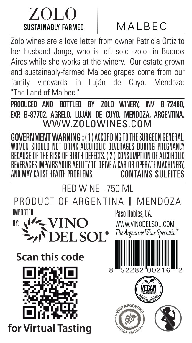 Malbec Back Label