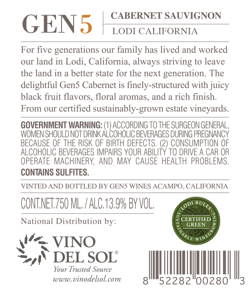 Cabernet Sauvignon Back Label