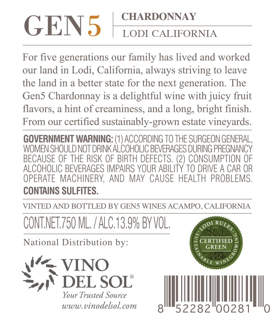 Chardonnay Back Label