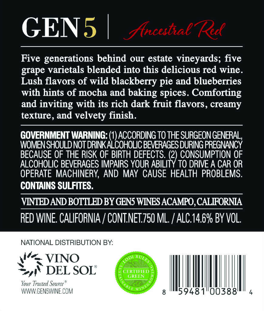 Ancestral Red Back Label