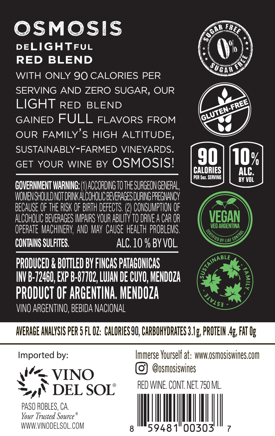 Red Blend Back Label