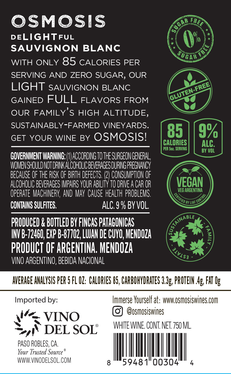 Sauvignon Blanc Back Label