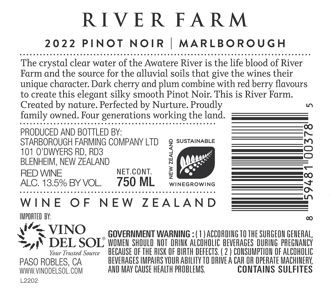 Pinot Noir Back Label