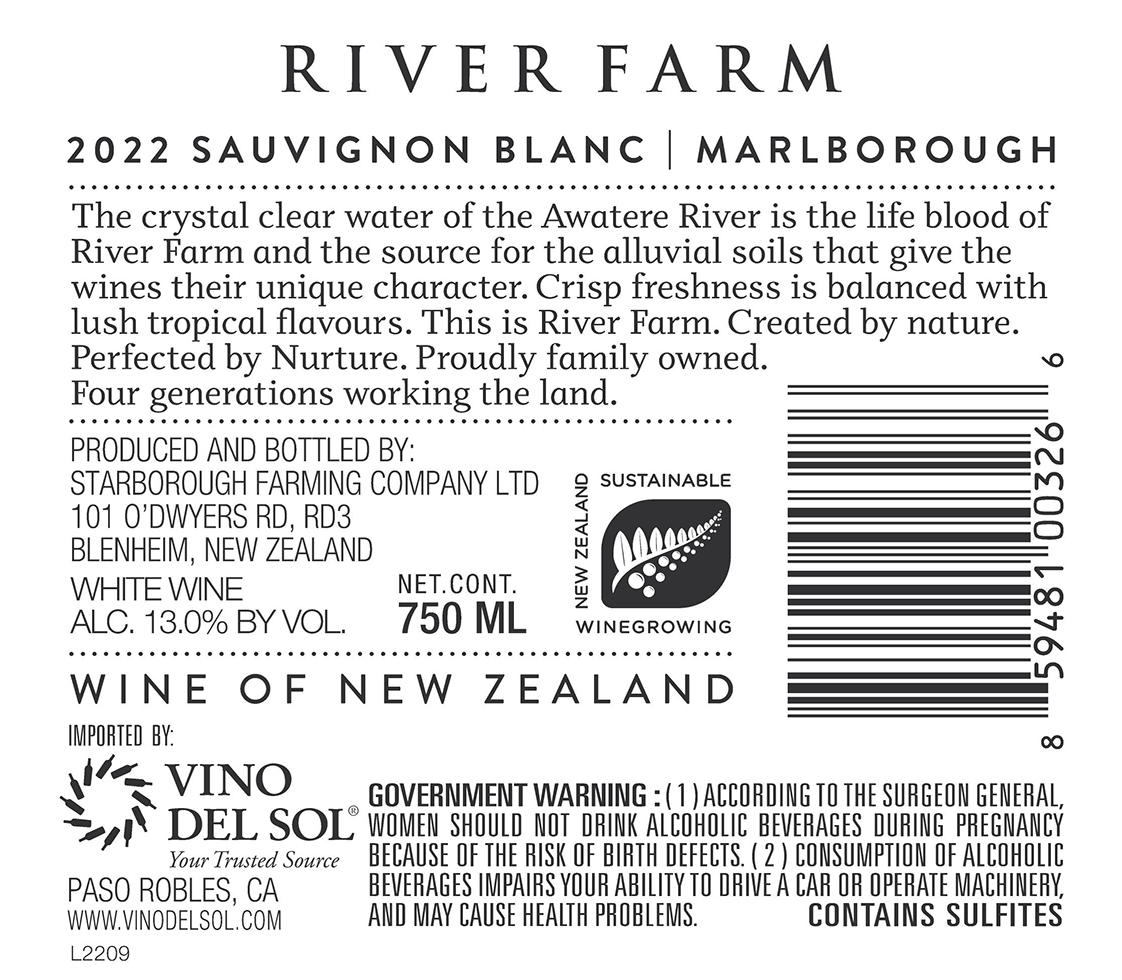 Sauvignon Blanc Back Label