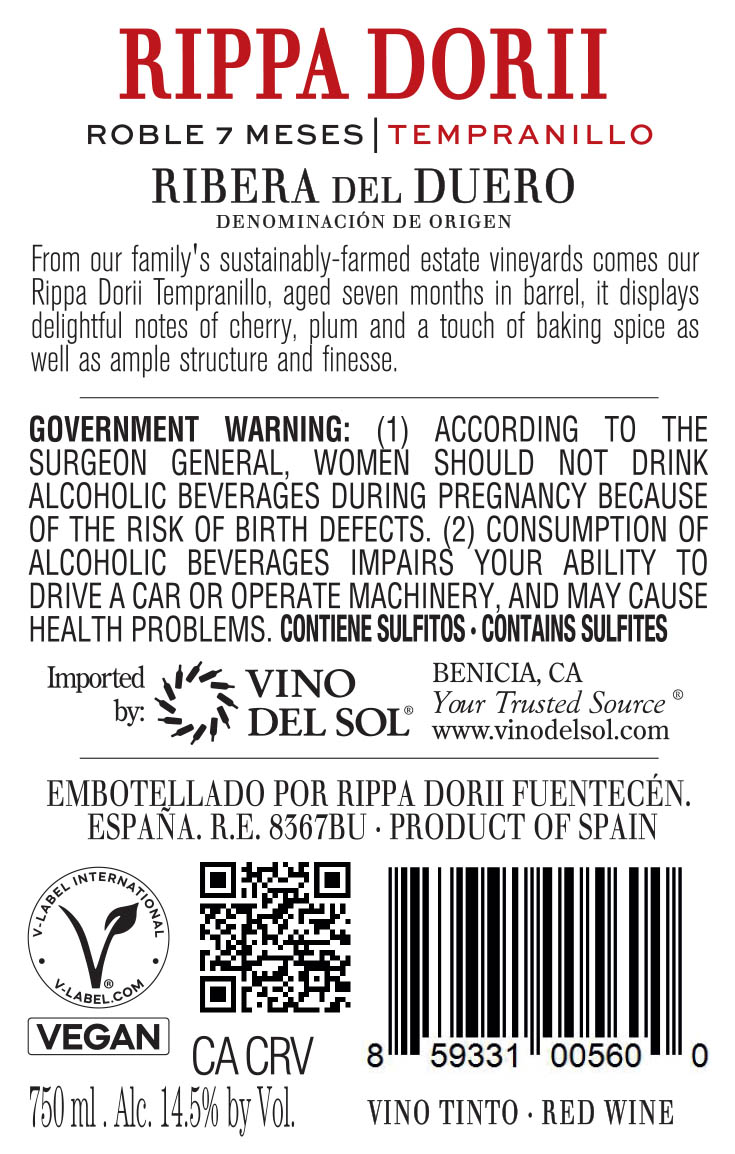 Roble Back Label