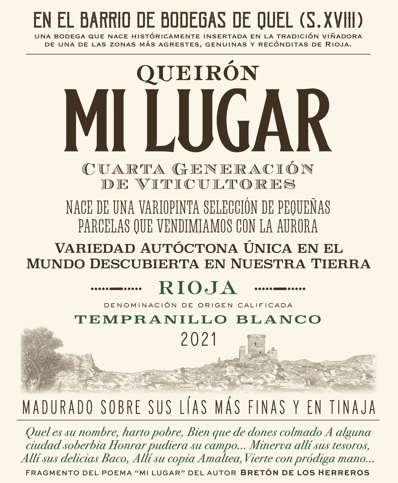 Mi Lugar Tempranillo Blanco Front Label